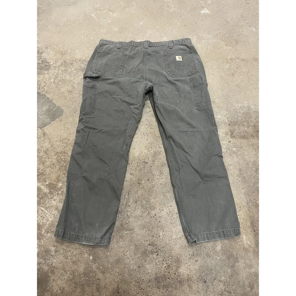 Carhartt Pants Mens‎ 42x32 Gray Relaxed Fit Canvas Carpenter Work B324 DFE